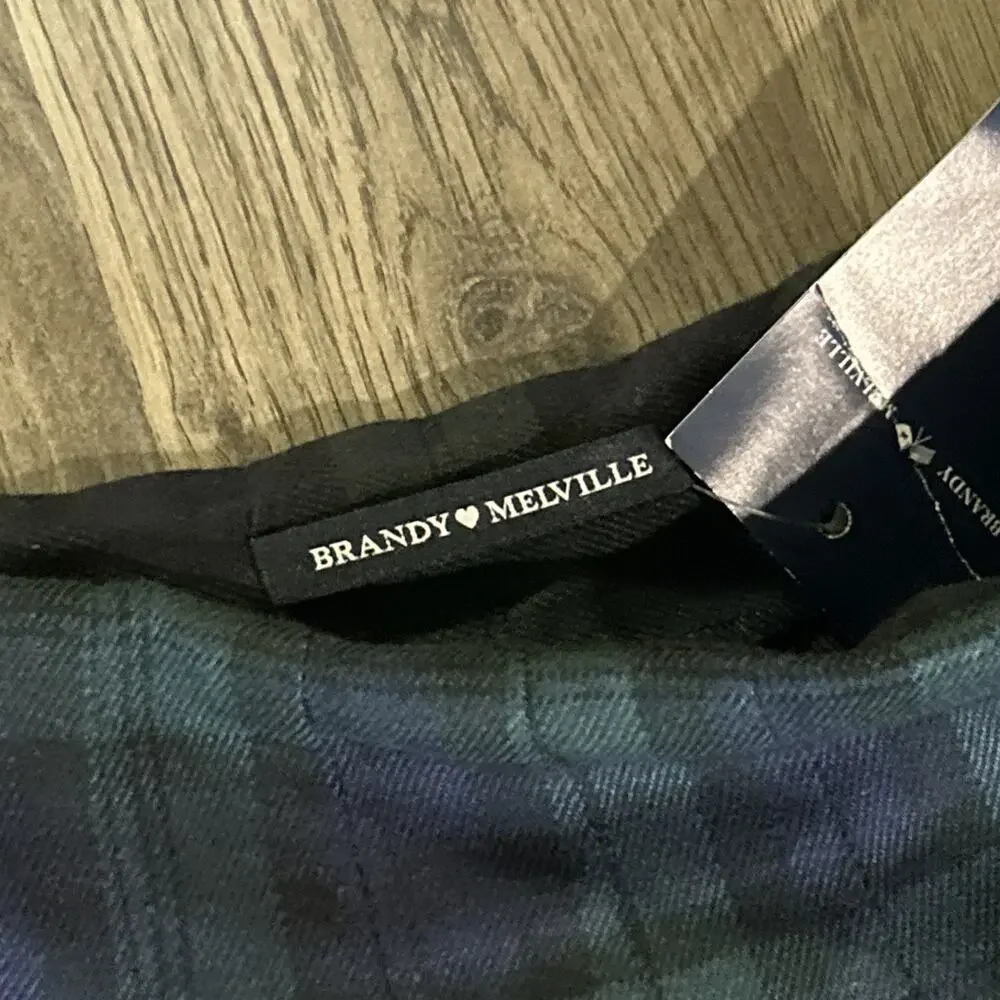 Brandy Melville Plaid Mini School Girl Skirt, One Size, Blue/Green Preppy Retro